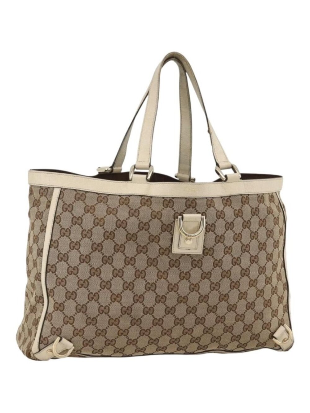 GUCCI GG Canvas Abbey Tote Bag Beige Gold 141472